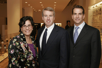 Rachel Kohler, Chris Kennedy (President of the Merchandise Mart) and David Kohler at Kohler's opening party in Chicago 